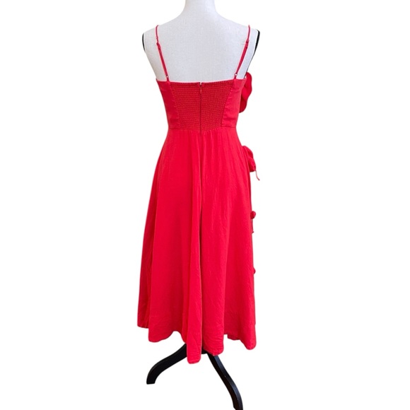 Farm Rio Red Garden Lenzing Ecovero Euroflax Midi Dress Long Wedding Size Small - Picture 4 of 10